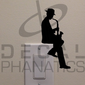 Man Playing Saxophone On Light Switch (6.5"x3.2") - Bedroom/Home Decor Decal