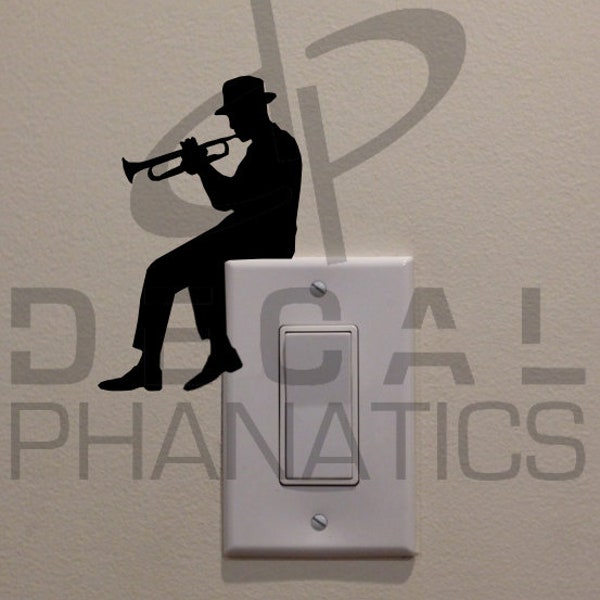 Man Playing Trumpet On Light Switch (4.75"x3") - Bedroom/Home Decor Decal