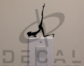 Yoga Dancer Handstand On Light Switch (4.5"x3.6") - Bedroom/Home Decor Decal