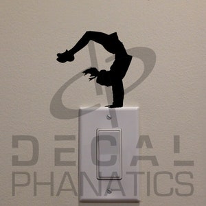 Gymnast Girl Back Handspring on Light Switch - Bedroom/Home Decor Decal (4&quot;x4&quot;)