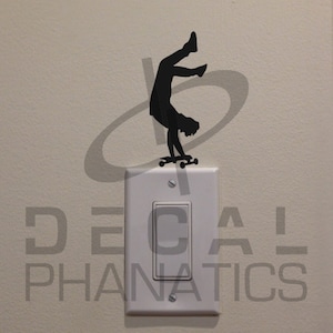Skateboard Hand Stand Trick on Light Switch - Car/Truck/Laptop/Phone/Computer Decal (4" x 2")