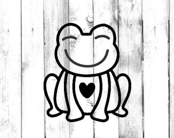 Smiling Frog Vinyl Decal - Di Cut Decal - Home/Laptop/Computer/Truck/Car Bumper Sticker Decal