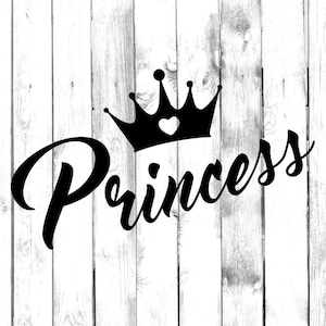 Princess with Crown Decal - Di Cut Decal - Yeti/Tumbler/Water Bottle/Home/Laptop/Computer/Truck/Car Bumper Sticker Decal