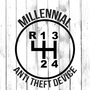 4 Speed Gear - Millennial Anti Theft Device - Stick Shift - Manual Car - Car/Truck/Laptop/Computer/Phone/Bumper Sticker - Vinyl Decal