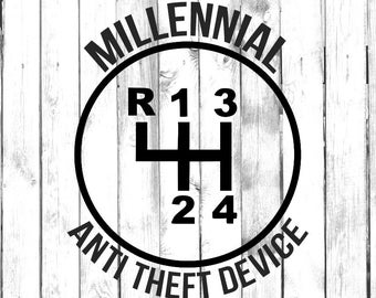 Engranaje de 4 velocidades - Dispositivo antirrobo milenario - Cambio de palanca - Coche manual - Coche/camión/ordenador portátil/computadora/teléfono/pegatina para parachoques - Calcomanía de vinilo