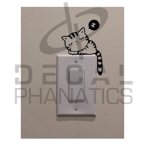 Cat Sleeping on Light Switch (4&quot; High) - Bedroom/Home Decor/Car/Truck/Computer/Phone Decal