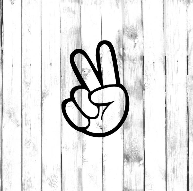 Di Cut Decal CarTruckHomePhoneComputerLaptop Decal Two Fingers Hand Peace Sign