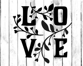 Floral Love Typography - Di Cut Decal - //Water Bottle/Car/Truck/Home/Laptop/Computer/Yeti/Tumbler/Macbook/Phone Decal