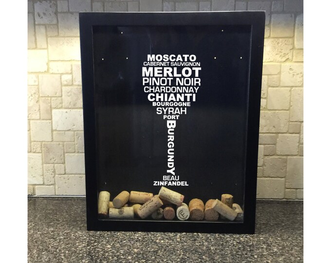 Wine Cork Holder Shadow Box Wine Glass Typography Types of Etsy