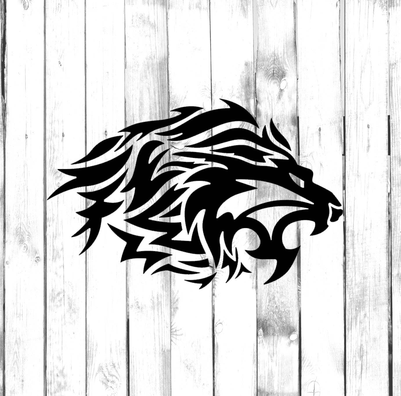 Tribal Lion With Flowing Mane Tribal Tattoo Di-cut Design - Etsy Sweden