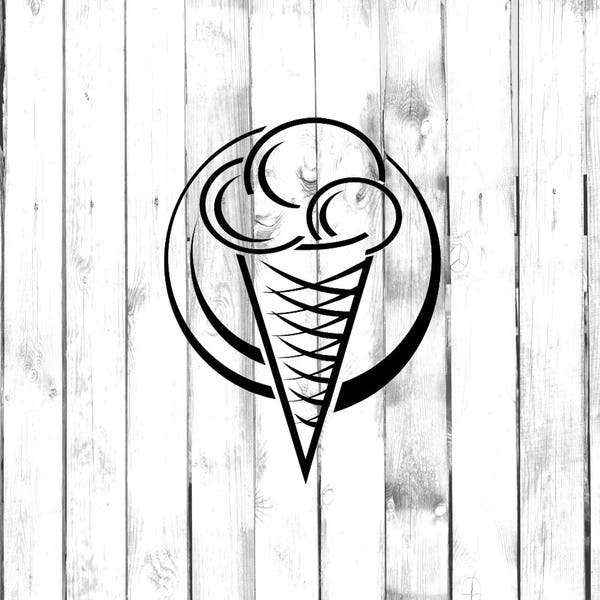 Ice Cream Cone Decal - Di Cut Decal - Home/Laptop/Computer/Truck/Car Bumper Sticker Decal