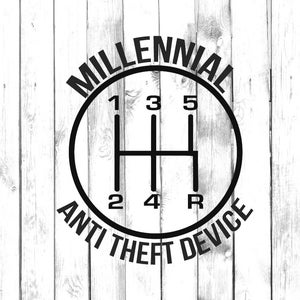 5 Speed Gear - Millennial Anti Theft Device - Stick Shift - Manual Car - Car/Truck/Laptop/Computer/Phone/Bumper Sticker - Vinyl Decal