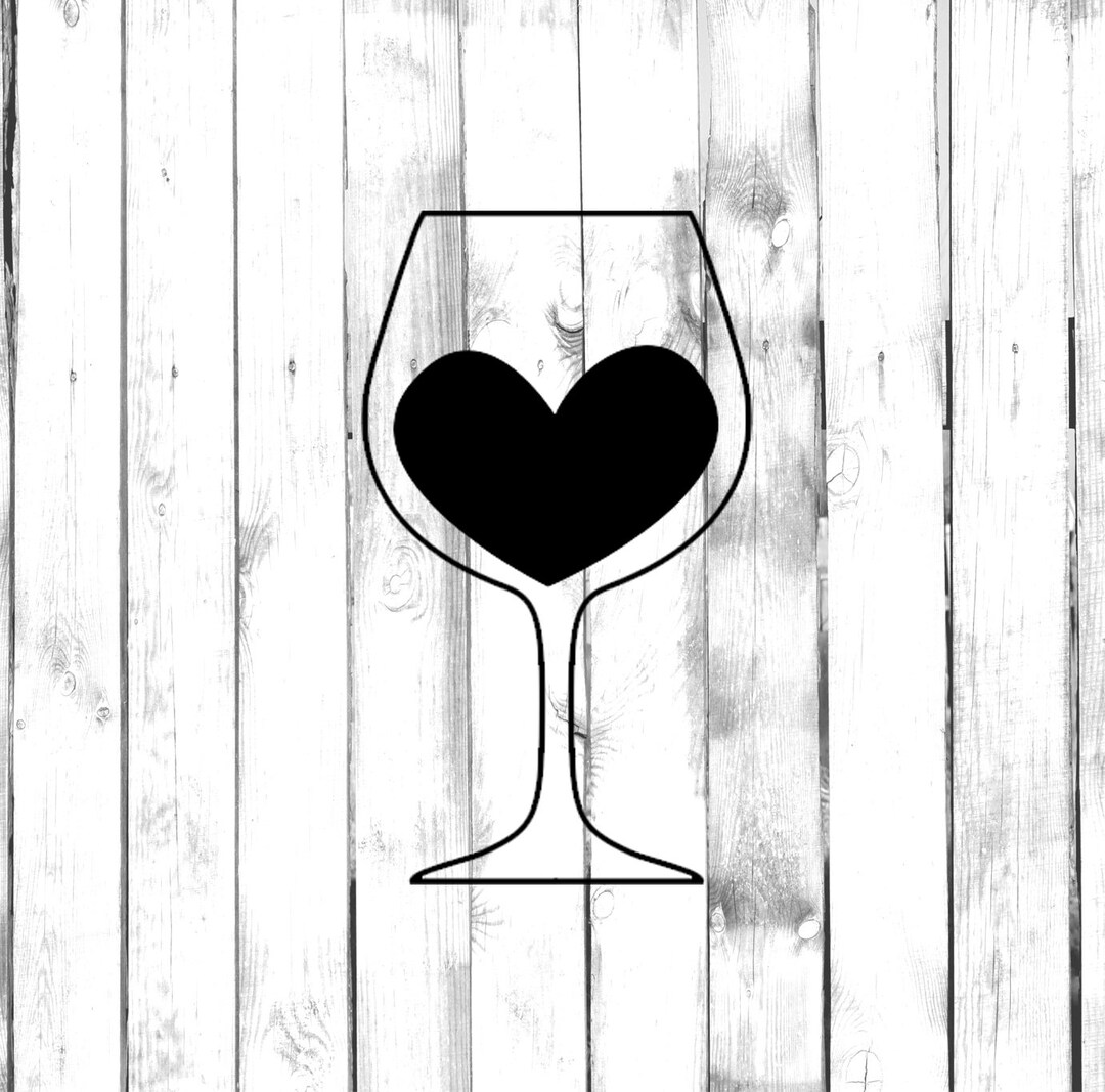 Heart Wine Glass Decal Di Cut Decal Etsy