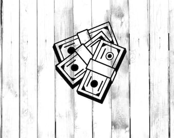 Dekal med kontanter - Di Cut-dekal - Hem/Laptop/Dator/Lastbil/Bil stötfångare