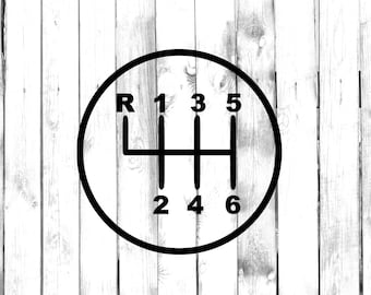 6 Speed Gear - Stick Shift - Manual Car Gear Shift Diagram - Car/Truck/Laptop/Computer/Phone/Home Decor/Bumper Sticker - Vinyl Decal