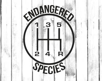 5 Speed Gear - Endangered Species - Stick Shift - Manual Car - Car/Truck/Laptop/Computer/Phone/Home Decor/Bumper Sticker - Vinyl Decal