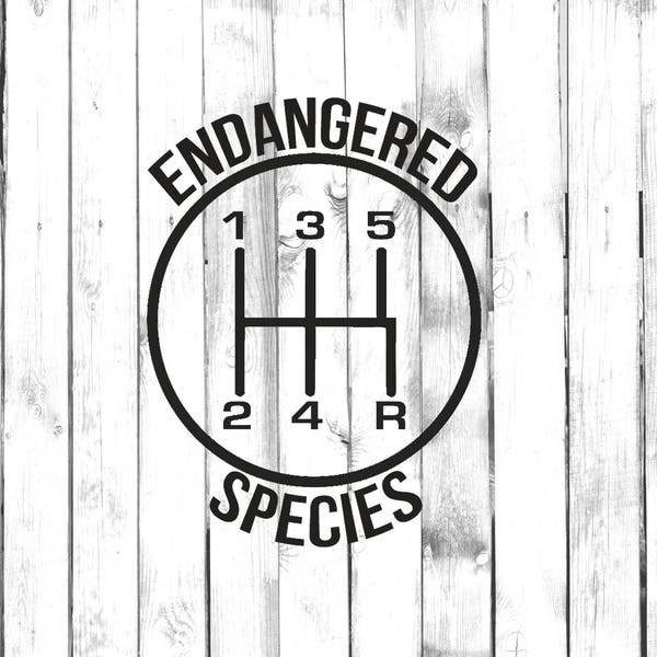 5 Speed Gear - Endangered Species - Stick Shift - Manual Car - Car/Truck/Laptop/Computer/Phone/Home Decor/Bumper Sticker - Vinyl Decal