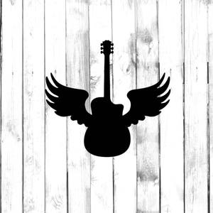 Acoustic Guitar with Wings - Home/Laptop/Computer/Phone/Car Bumper Sticker Decal