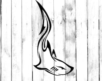 Shark Swimming Down - Tribal/Tattoo Design - Car/Computer/Home Wall Art/Phone/Truck/Home/Laptop Decal