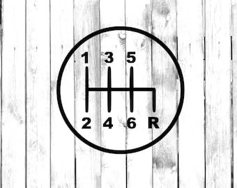 6 versnellingen - Stick Shift - Handmatige Auto Gear Shift Diagram - Auto/vrachtwagen/Laptop/Computer/Telefoon/Home Decor/Bumper Sticker - Vinyl Decal