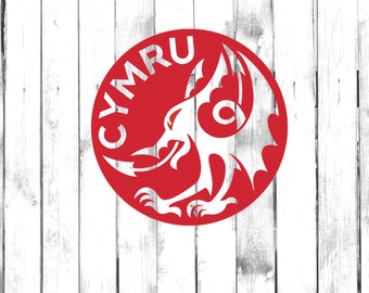 Welsh Dragon with Cymru Text - Di-Cut Decal - Car/Truck/Home/Laptop/Computer/Phone Decal