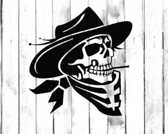 Cowboy Skeleton Skull - Car/Truck/Home/Laptop/Computer/Phone Decal