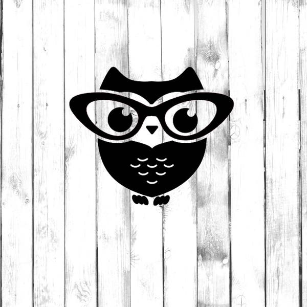 Cute Owl with Glasses - Di Cut Decal - Car, Truck, Computer, Phone, Yeti, Tumbler, Macbook, Laptop Decal