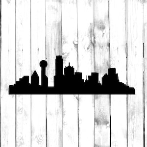 Sticker Ligne d&#39;horizon de Dallas - Silhouette d&#39;horizon de la ville - Sticker voiture/camion/maison/ordinateur/ordinateur portable/téléphone