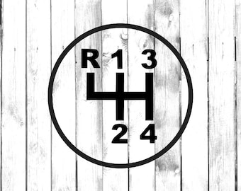 4 versnellingen - Stick Shift - Handmatige Auto Gear Shift Diagram - Auto/vrachtwagen/Laptop/Computer/Telefoon/Home Decor/Bumper Sticker - Vinyl Decal