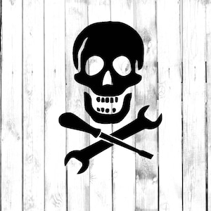 Mechanic Skull with Screwdriver & Wrench - Car/Truck/Home/Laptop/Computer/Phone Decal