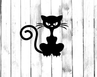Gato enojado sentado - Calcomanía Di Cut - Calcomanía de pegatina para parachoques de hogar/portátil/computadora/camión/coche