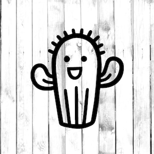 Happy Cactus Decal - Di Cut Decal - Yeti/Tumbler/Water Bottle/Home/Laptop/Computer/Truck/Car Bumper Sticker Decal