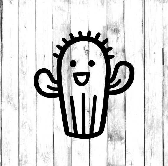 Happy Cactus Decal Di Cut Decal Yeti/tumbler/water Bottle/home