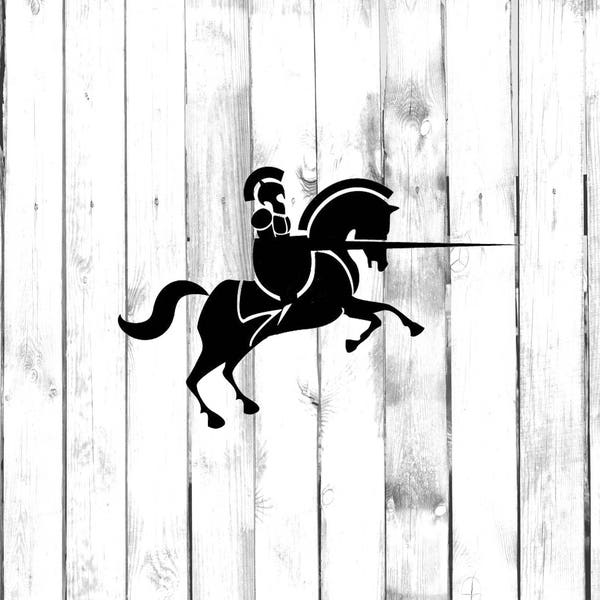 Knight Jousting on Horse Decal - Di Cut Decal - Home/Laptop/Computer/Truck/Car Bumper Sticker Decal