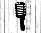 Vintage Microphone Decal - Yeti Tumbler Water Bottle Car Laptop Truck Phone Computer Home Decal