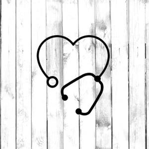 Heart Shaped Stethoscope, Medical - Di Cut Decal - Car/Truck/Computer/Home/Laptop/Bedroom/Phone Decal