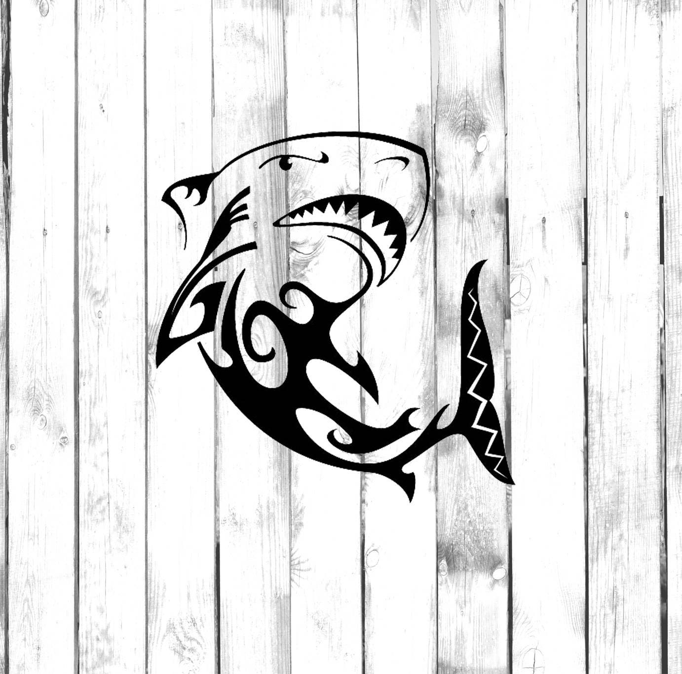 Great White Shark Swimming Tribal Tattoo Design - Etsy Great White Shark Swimming Tribal Tattoo Design - Etsy