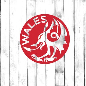 Welsh Dragon with Wales Text - Di-Cut Decal - Car/Truck/Home/Laptop/Computer/Phone Decal