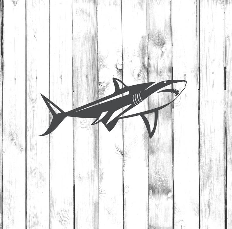 Thin Great White Shark Di Cut Decal Car/Truck/Home/Phone/Laptop/Computer Decal image 1