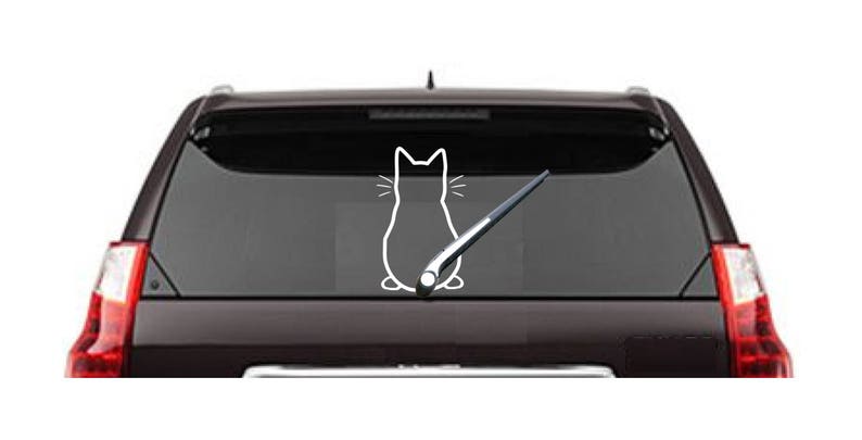 Kitty Cat Windshield Wiper - Di Cut Decal - Home/Laptop/Computer/Truck/Car Bumper Sticker Decal 