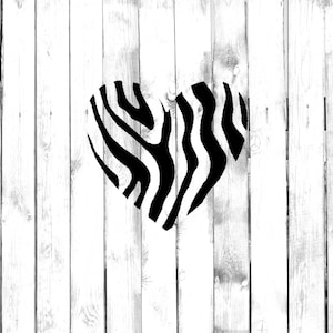 Zebra Striped Heart - Di Cut Decal - Car/Truck/Home/Laptop/Computer/Phone Decal