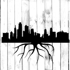 Kansas City Skyline Roots Decal - Di Cut Decal - Yeti/Tumbler/Water Bottle/Home/Laptop/Computer/Truck/Car Bumper Sticker Decal