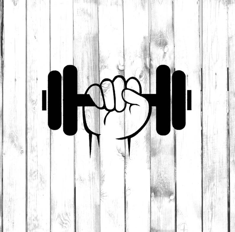 Hand Lifting Dumb bell Weight Car/Truck/Home/Laptop/Computer/Phone/School Decal image 1