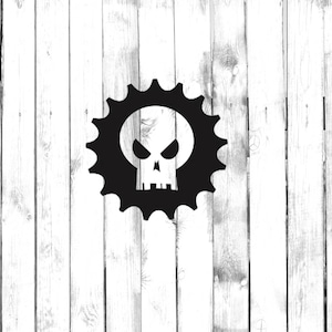 Schädel Kopf im Zahnrad - Hellraiser - Di Cut - Auto/LKW/Zuhause/Laptop/Computer/Telefon Aufkleber
