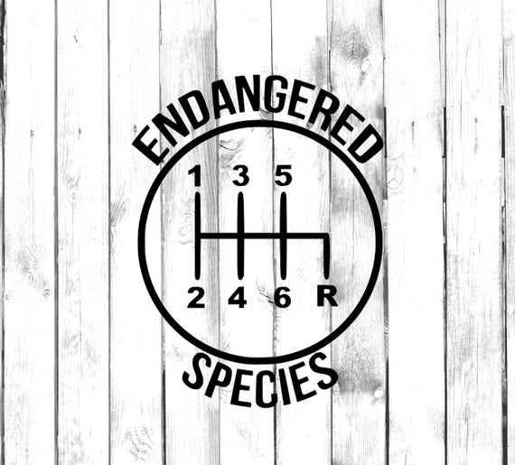 6 Speed Gear - Endangered Species - Stick Shift - Reverse Bottom Right - Car/Truck/Laptop/Computer/Phone/Home Decor/Bumper Sticker