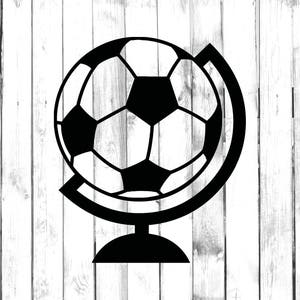 Soccer Ball Globe Decal - Futbol Di Cut Decal - Home/Laptop/Computer/Truck/Car Bumper Sticker Decal