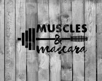 Muscles & Mascara Decal - Di Cut Decal - Home/Laptop/Computer/Truck/Car Bumper Sticker Decal
