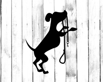 Puppy Dog with Leash Ready for Walk - Home/Phone/Computer/Laptop/Car Bumper Sticker Decal