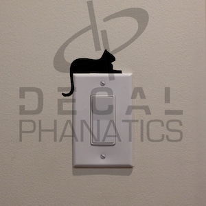 Black Cat Laying on Light Switch with Hanging Tail (2.4&quot;x3&quot;) - Bedroom/Home Decor Decal