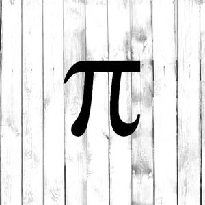 May include: Black and white image of the Greek letter pi, a mathematical symbol representing the ratio of a circle's circumference to its diameter.
